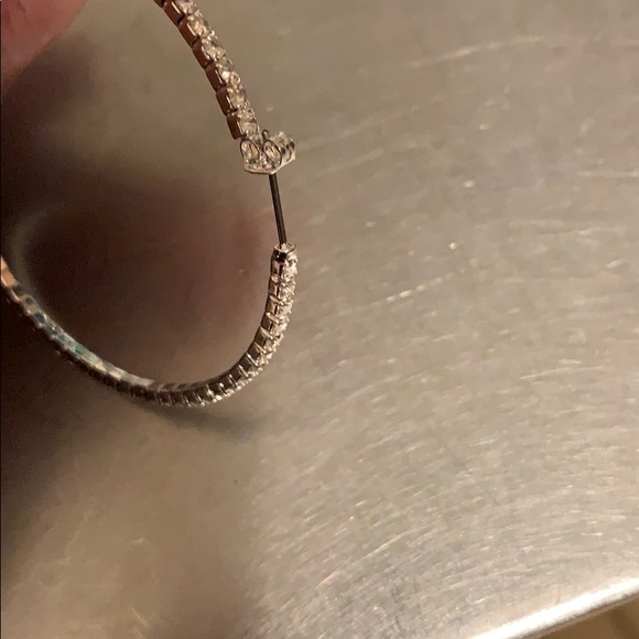 Silver Rhinestone Hoop Earrings - Picture 4 of 4